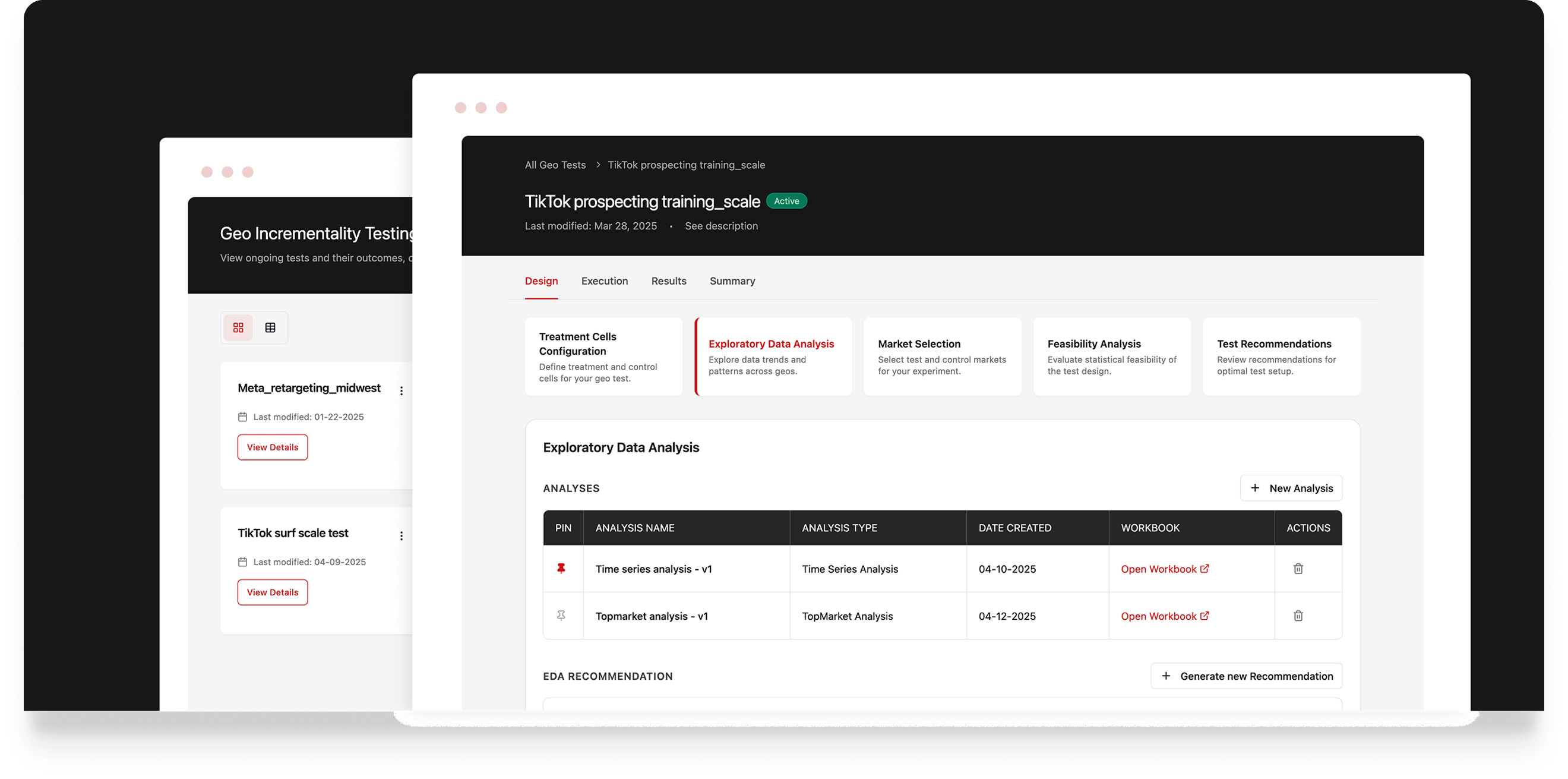 Analytics Dashboard showing Platform Reported vs MMM-Adjusted Contribution and Channel Attribution Flow